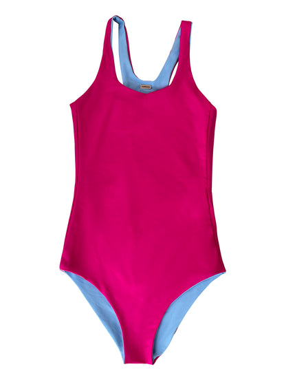 Pink/Blue Reversible Longer Length Swimsuit S-3XL
